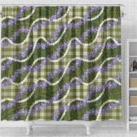 Green Hawaii Palaka Honohono Pikake Shower Curtain Hawaiian Orchid Lei Polynesian Pattern - Polynesian Pride