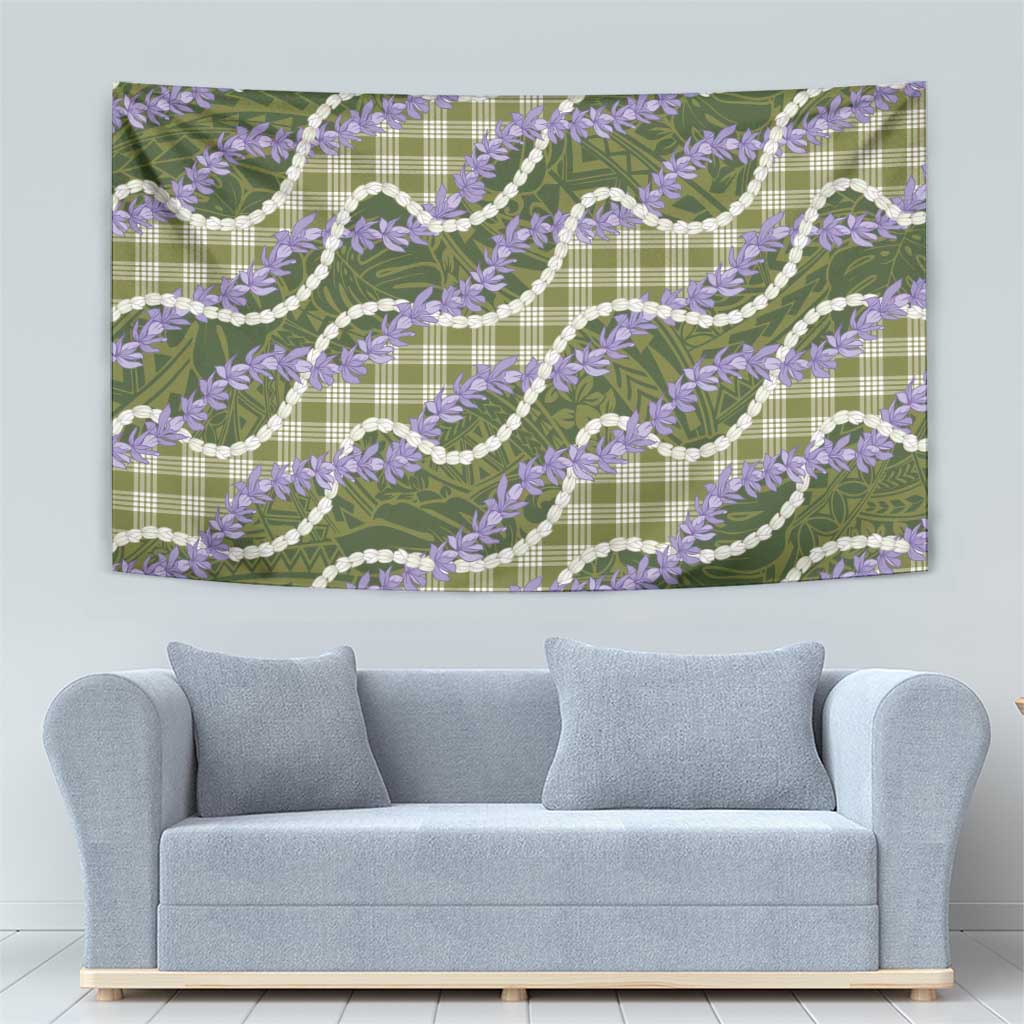 Green Hawaii Palaka Honohono Pikake Tapestry Hawaiian Orchid Lei Polynesian Pattern - Polynesian Pride