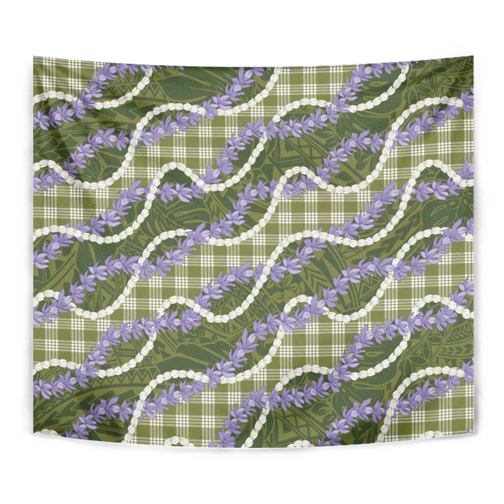 Green Hawaii Palaka Honohono Pikake Tapestry Hawaiian Orchid Lei Polynesian Pattern - Polynesian Pride