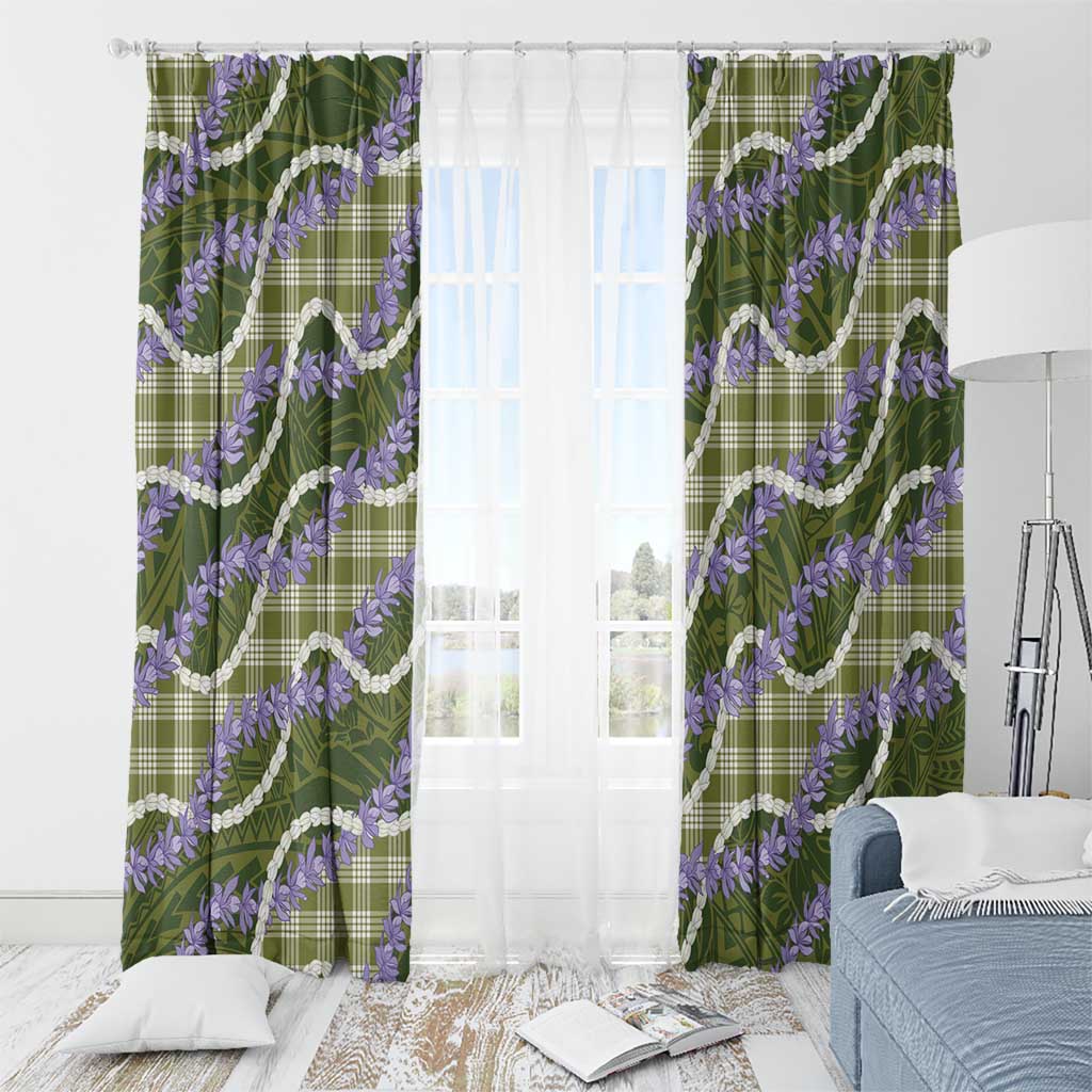 Green Hawaii Palaka Honohono Pikake Window Curtain Hawaiian Orchid Lei Polynesian Pattern - Polynesian Pride