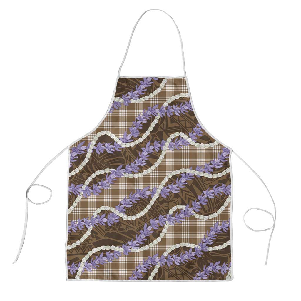 Brown Hawaii Palaka Honohono Pikake Apron Hawaiian Orchid Lei Polynesian Pattern - Polynesian Pride