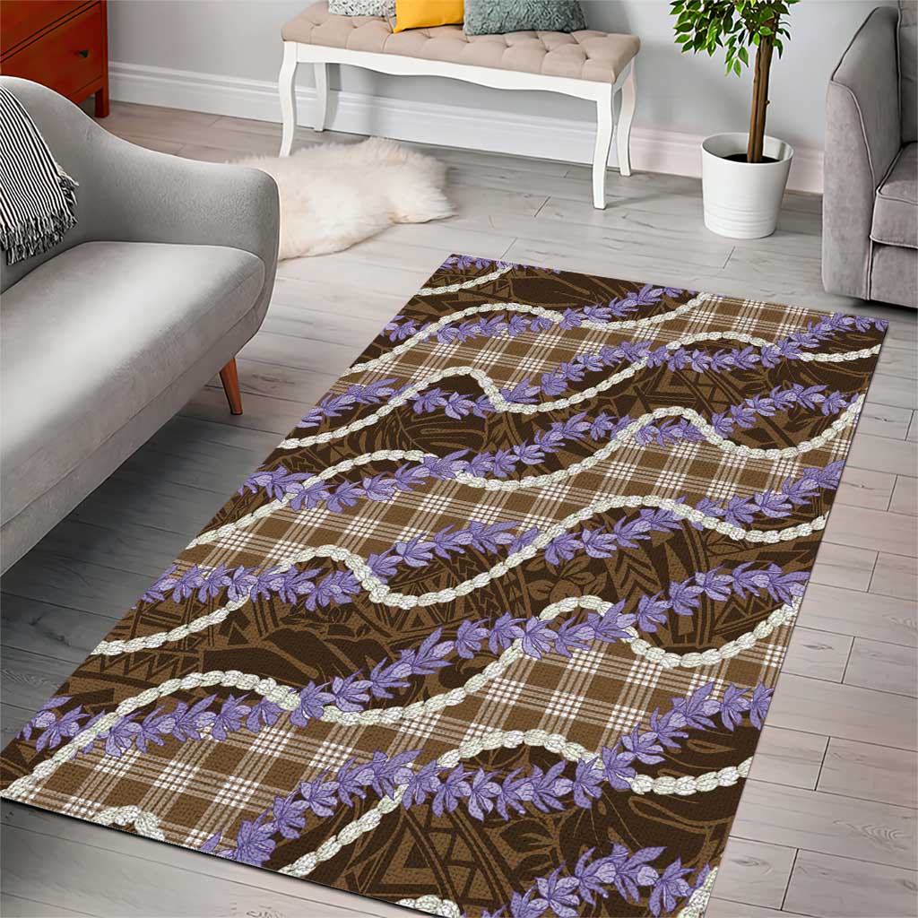 Brown Hawaii Palaka Honohono Pikake Area Rug Hawaiian Orchid Lei Polynesian Pattern - Polynesian Pride