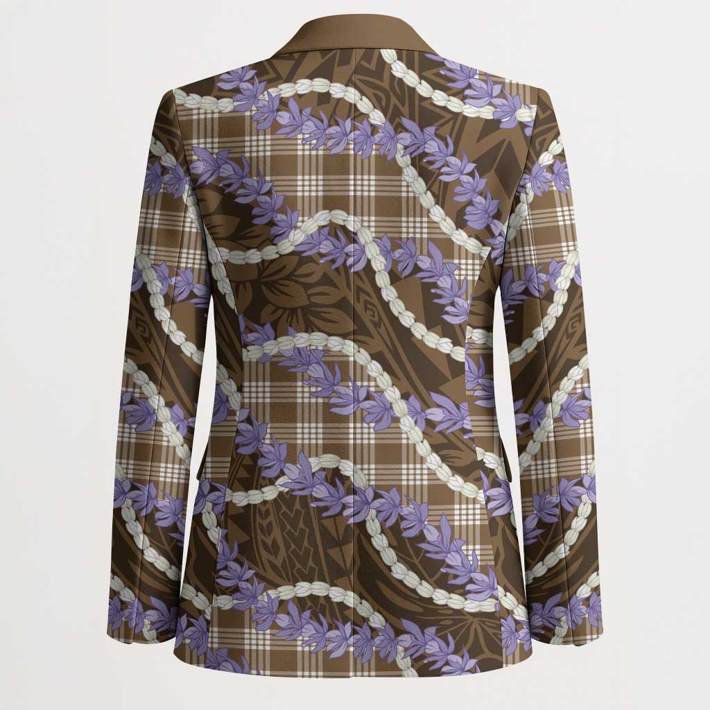 Brown Hawaii Palaka Honohono Pikake Blazer Hawaiian Orchid Lei Polynesian Pattern - Polynesian Pride