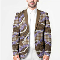 Brown Hawaii Palaka Honohono Pikake Blazer Hawaiian Orchid Lei Polynesian Pattern - Polynesian Pride