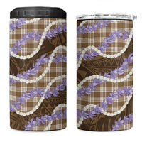 Brown Hawaii Palaka Honohono Pikake 4 in 1 Can Cooler Tumbler Hawaiian Orchid Lei Polynesian Pattern - Polynesian Pride