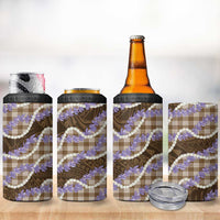Brown Hawaii Palaka Honohono Pikake 4 in 1 Can Cooler Tumbler Hawaiian Orchid Lei Polynesian Pattern - Polynesian Pride