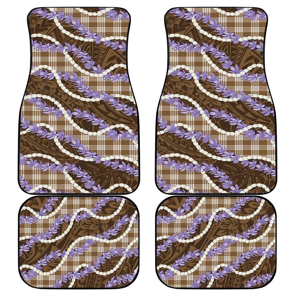 Brown Hawaii Palaka Honohono Pikake Car Mats Hawaiian Orchid Lei Polynesian Pattern - Polynesian Pride
