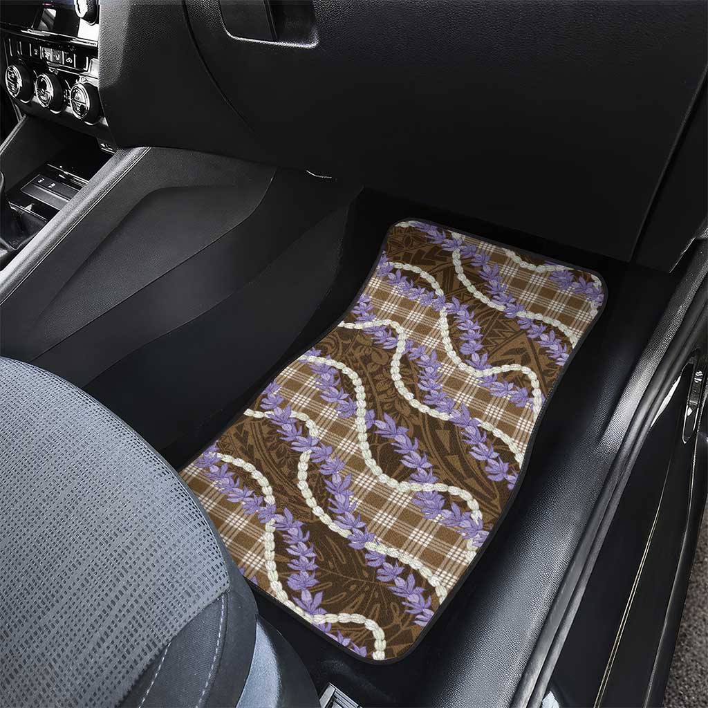 Brown Hawaii Palaka Honohono Pikake Car Mats Hawaiian Orchid Lei Polynesian Pattern - Polynesian Pride