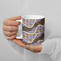 Brown Hawaii Palaka Honohono Pikake Ceramic Mug Hawaiian Orchid Lei Polynesian Pattern - Polynesian Pride