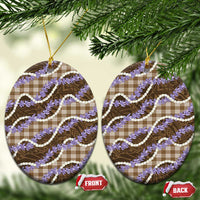 Brown Hawaii Palaka Honohono Pikake Ceramic Ornament Hawaiian Orchid Lei Polynesian Pattern - Polynesian Pride