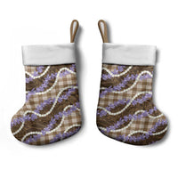 Brown Hawaii Palaka Honohono Pikake Christmas Stocking Hawaiian Orchid Lei Polynesian Pattern - Polynesian Pride