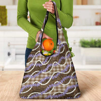 Brown Hawaii Palaka Honohono Pikake Grocery Bag Hawaiian Orchid Lei Polynesian Pattern - Polynesian Pride