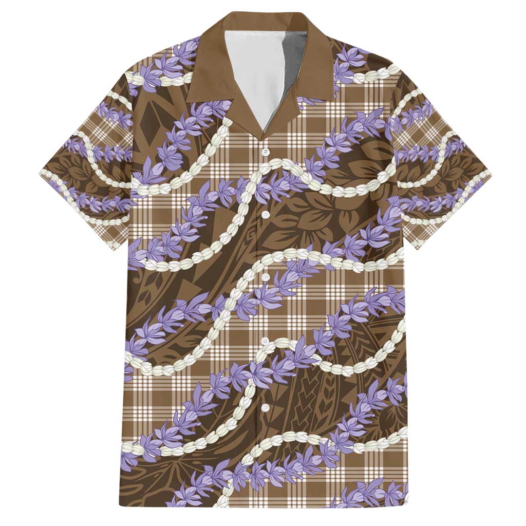 Brown Hawaii Palaka Honohono Pikake Hawaiian Shirt Hawaiian Orchid Lei Polynesian Pattern - Polynesian Pride