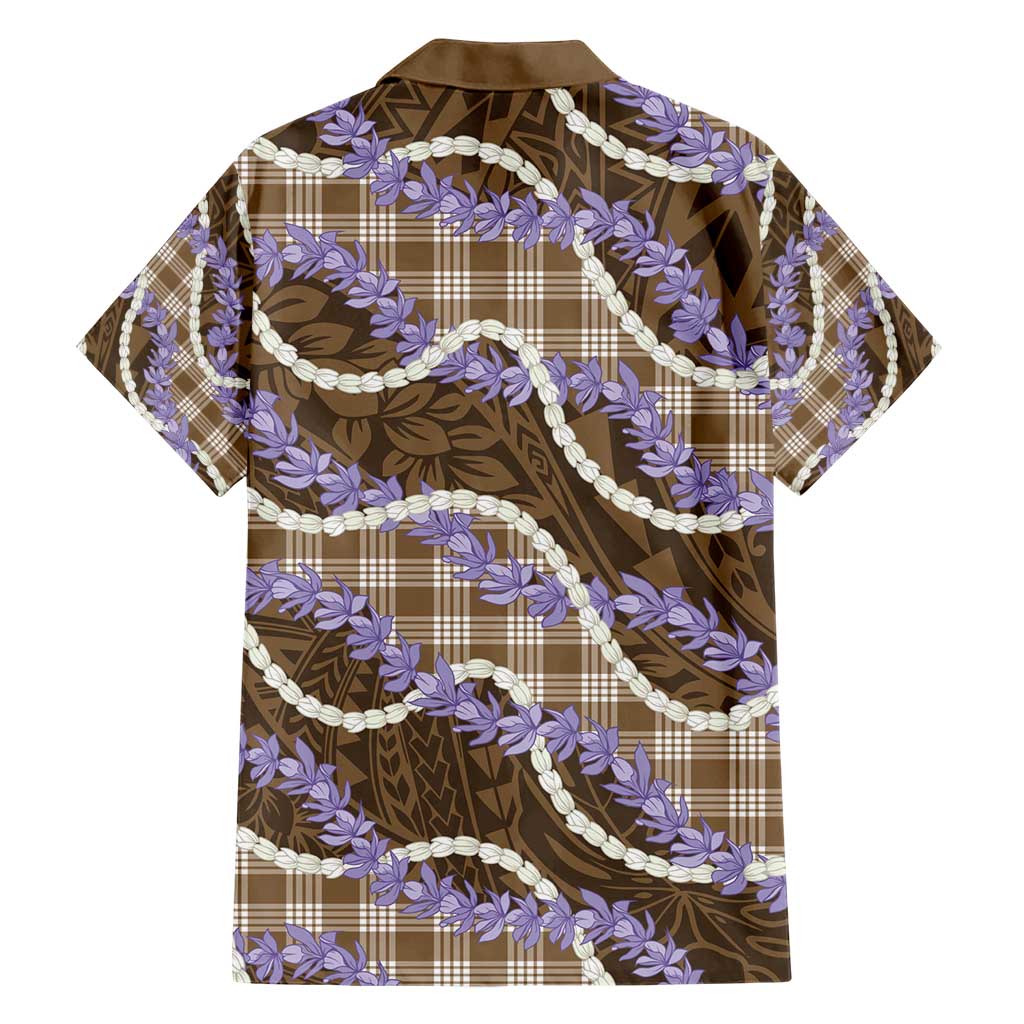 Brown Hawaii Palaka Honohono Pikake Hawaiian Shirt Hawaiian Orchid Lei Polynesian Pattern - Polynesian Pride