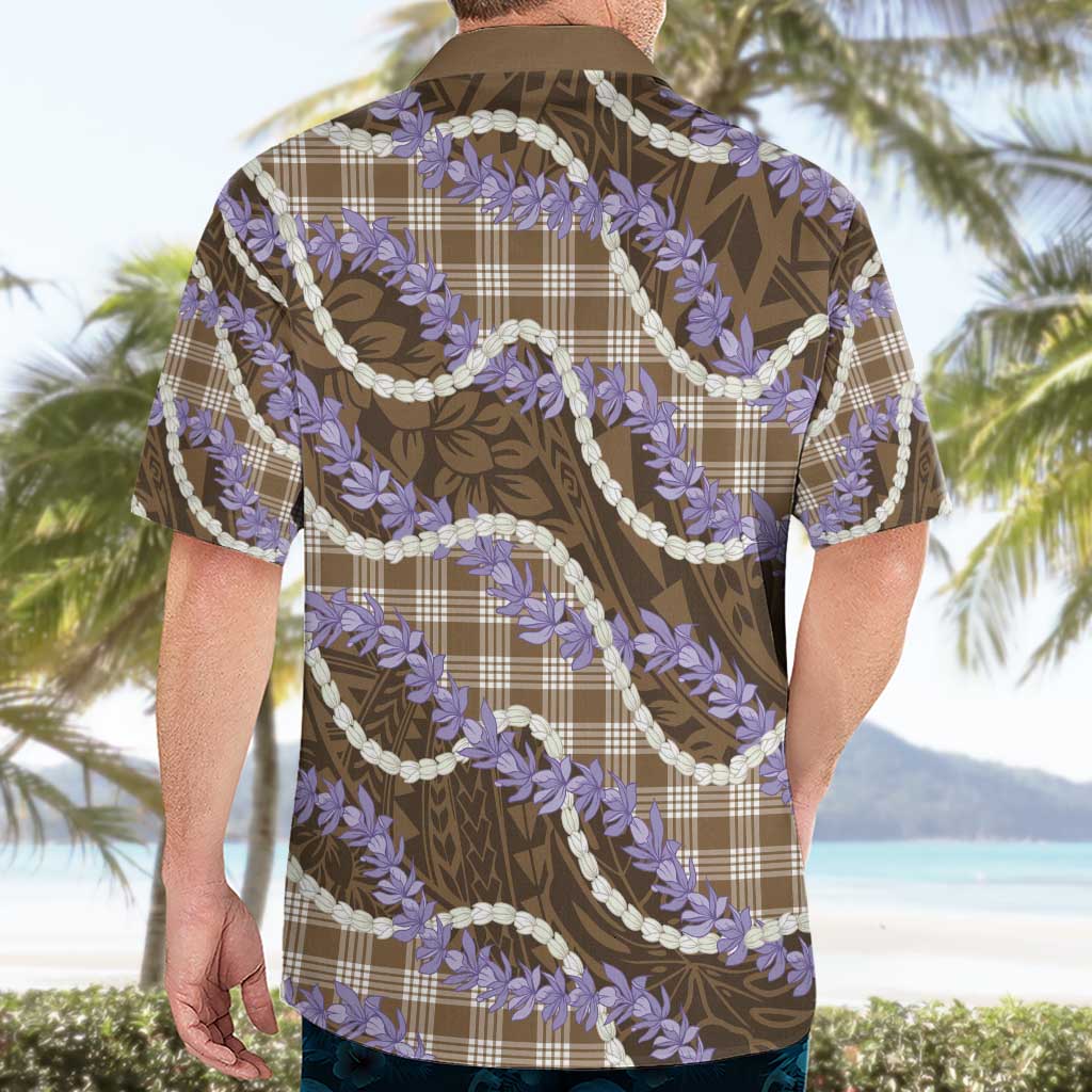 Brown Hawaii Palaka Honohono Pikake Hawaiian Shirt Hawaiian Orchid Lei Polynesian Pattern - Polynesian Pride