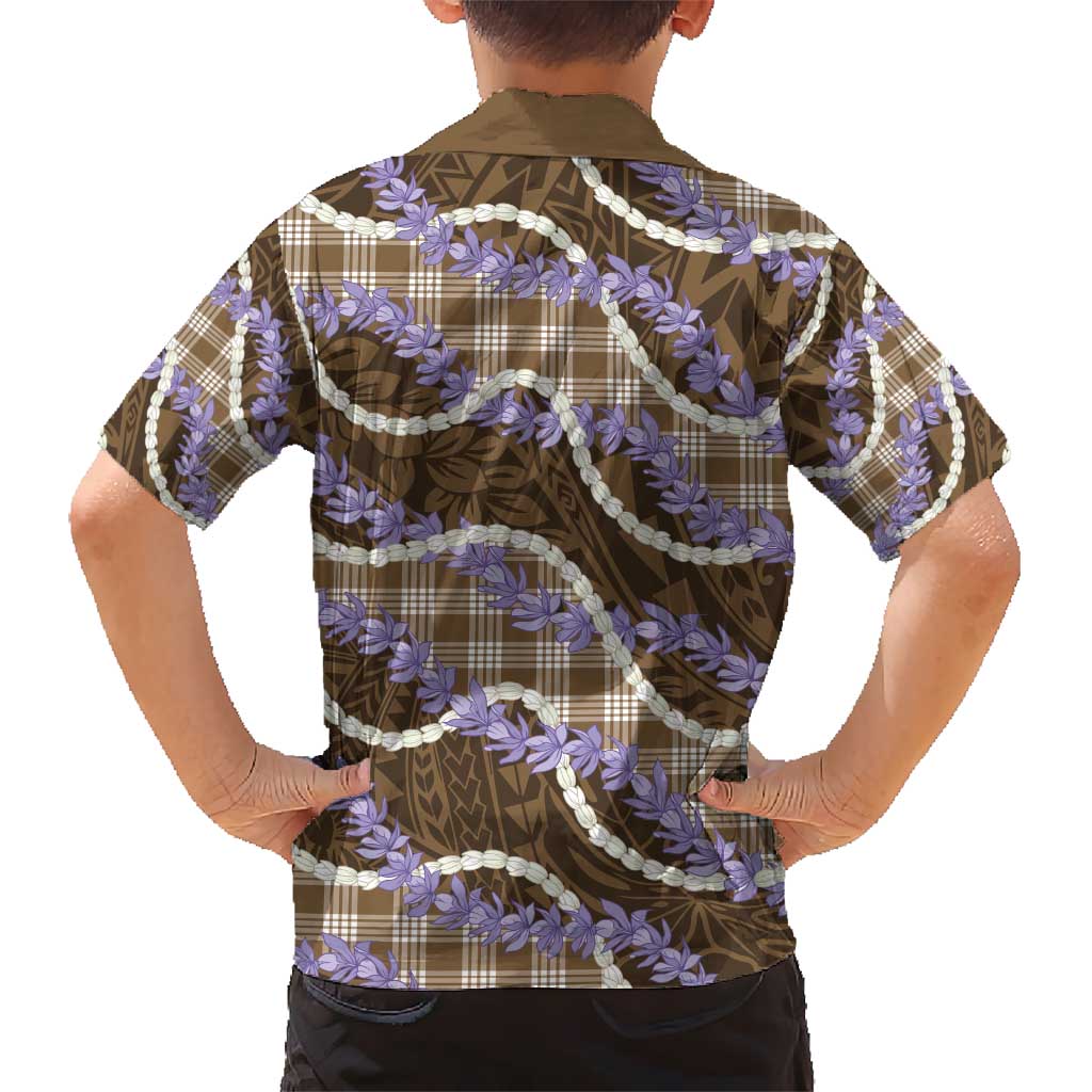 Brown Hawaii Palaka Honohono Pikake Hawaiian Shirt Hawaiian Orchid Lei Polynesian Pattern - Polynesian Pride