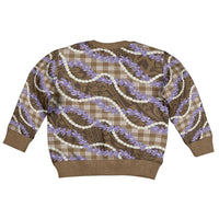 Brown Hawaii Palaka Honohono Pikake Kid Ugly Christmas Sweater Hawaiian Orchid Lei Polynesian Pattern - Polynesian Pride