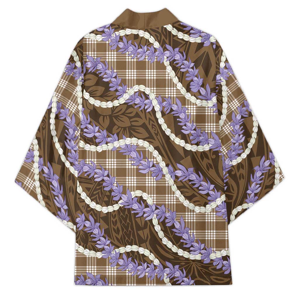 Brown Hawaii Palaka Honohono Pikake Kimono Hawaiian Orchid Lei Polynesian Pattern - Polynesian Pride