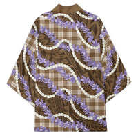Brown Hawaii Palaka Honohono Pikake Kimono Hawaiian Orchid Lei Polynesian Pattern - Polynesian Pride