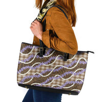 Brown Hawaii Palaka Honohono Pikake Leather Tote Bag Hawaiian Orchid Lei Polynesian Pattern - Polynesian Pride