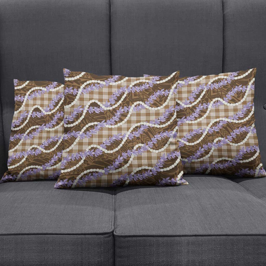 Brown Hawaii Palaka Honohono Pikake Pillow Cover Hawaiian Orchid Lei Polynesian Pattern - Polynesian Pride