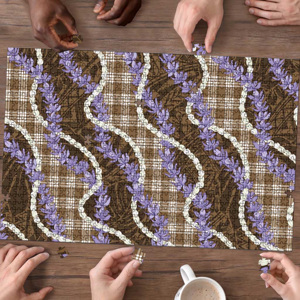 Brown Hawaii Palaka Honohono Pikake Puzzle Hawaiian Orchid Lei Polynesian Pattern - Polynesian Pride