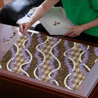 Brown Hawaii Palaka Honohono Pikake Puzzle Hawaiian Orchid Lei Polynesian Pattern - Polynesian Pride