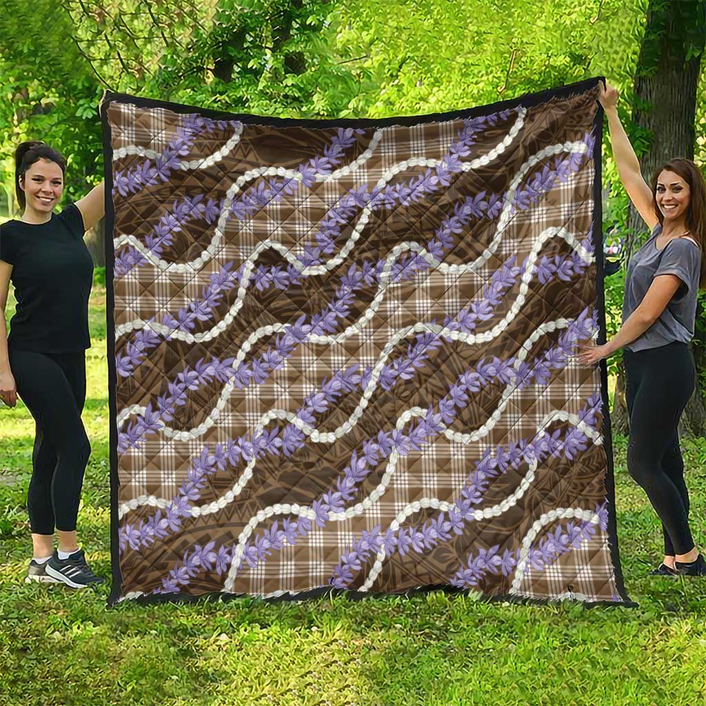 Brown Hawaii Palaka Honohono Pikake Quilt Hawaiian Orchid Lei Polynesian Pattern - Polynesian Pride