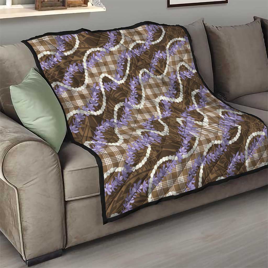 Brown Hawaii Palaka Honohono Pikake Quilt Hawaiian Orchid Lei Polynesian Pattern - Polynesian Pride