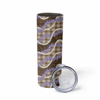Brown Hawaii Palaka Honohono Pikake Skinny Tumbler Hawaiian Orchid Lei Polynesian Pattern - Polynesian Pride