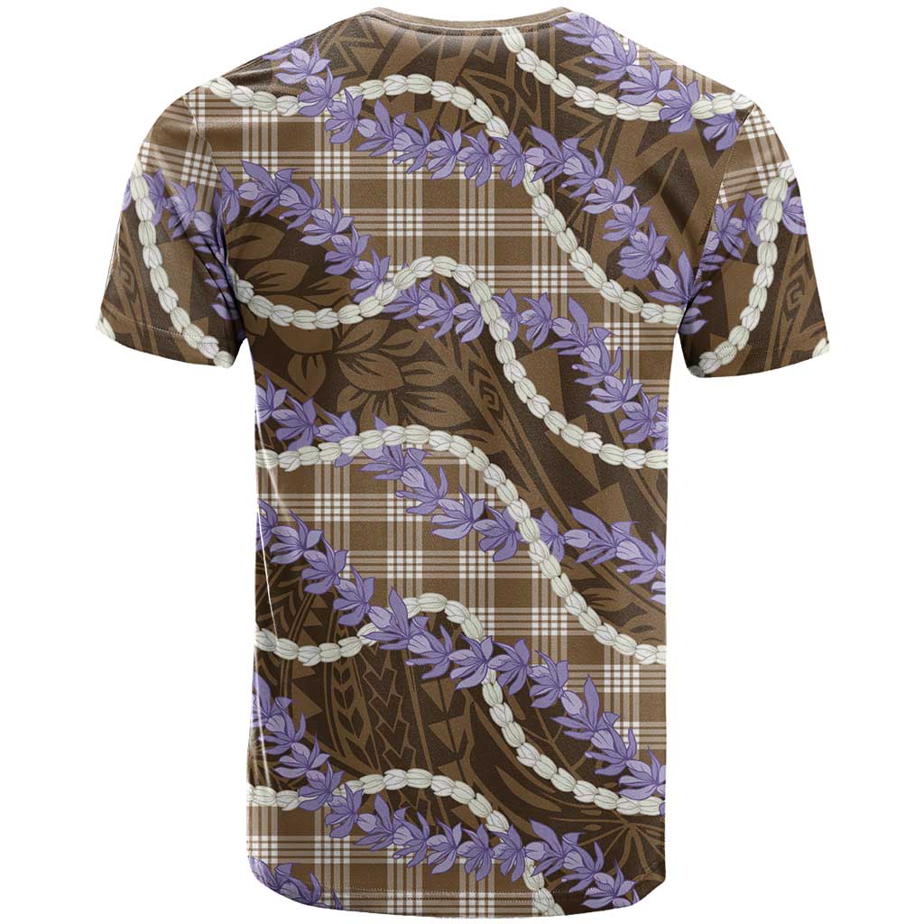 Brown Hawaii Palaka Honohono Pikake T Shirt Hawaiian Orchid Lei Polynesian Pattern - Polynesian Pride