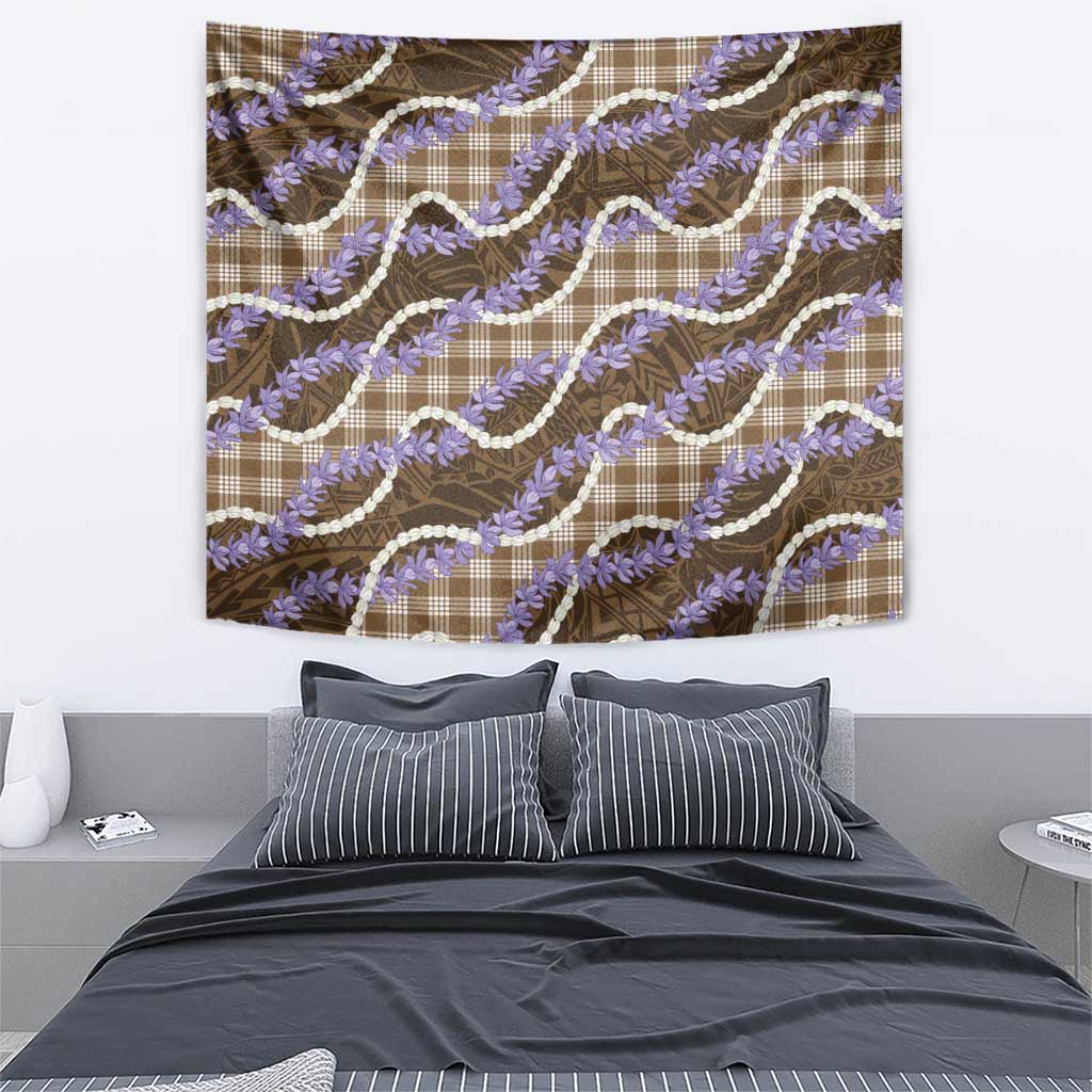 Brown Hawaii Palaka Honohono Pikake Tapestry Hawaiian Orchid Lei Polynesian Pattern - Polynesian Pride
