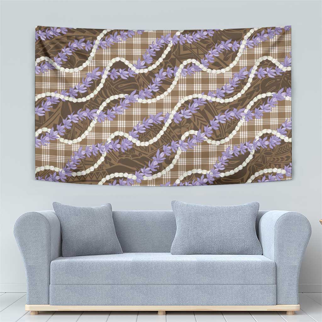 Brown Hawaii Palaka Honohono Pikake Tapestry Hawaiian Orchid Lei Polynesian Pattern - Polynesian Pride
