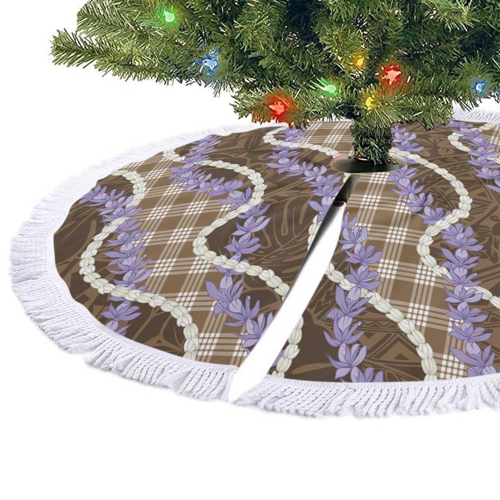 Brown Hawaii Palaka Honohono Pikake Tree Skirt Hawaiian Orchid Lei Polynesian Pattern - Polynesian Pride