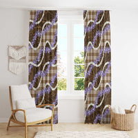 Brown Hawaii Palaka Honohono Pikake Window Curtain Hawaiian Orchid Lei Polynesian Pattern - Polynesian Pride