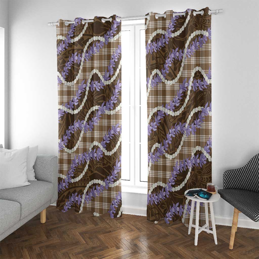 Brown Hawaii Palaka Honohono Pikake Window Curtain Hawaiian Orchid Lei Polynesian Pattern - Polynesian Pride