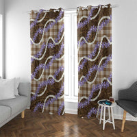 Brown Hawaii Palaka Honohono Pikake Window Curtain Hawaiian Orchid Lei Polynesian Pattern - Polynesian Pride