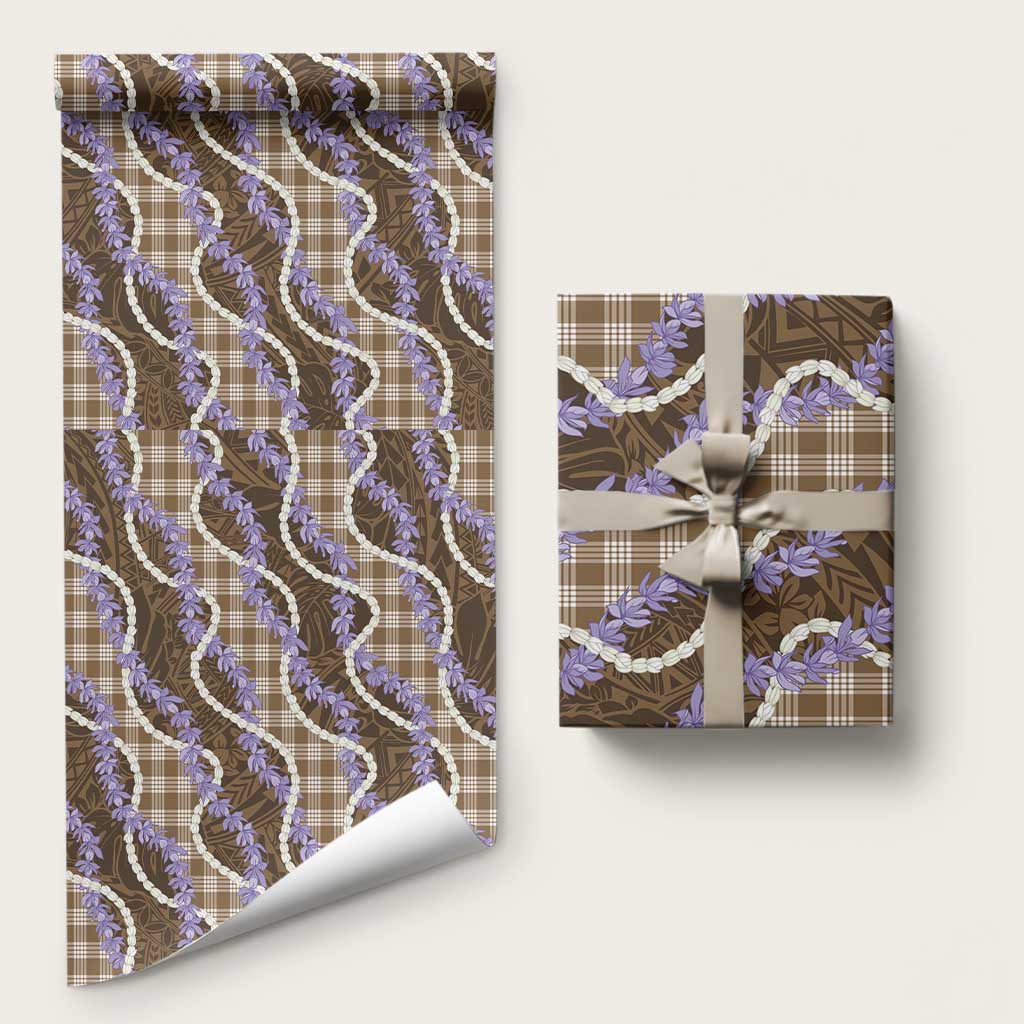Brown Hawaii Palaka Honohono Pikake Wrapping Paper Hawaiian Orchid Lei Polynesian Pattern - Polynesian Pride