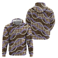 Brown Hawaii Palaka Honohono Pikake Zip Hoodie Hawaiian Orchid Lei Polynesian Pattern - Polynesian Pride