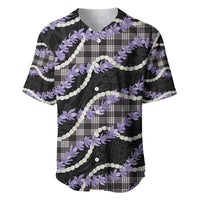 Black Hawaii Palaka Honohono Pikake Baseball Jersey Hawaiian Orchid Lei Polynesian Pattern - Polynesian Pride