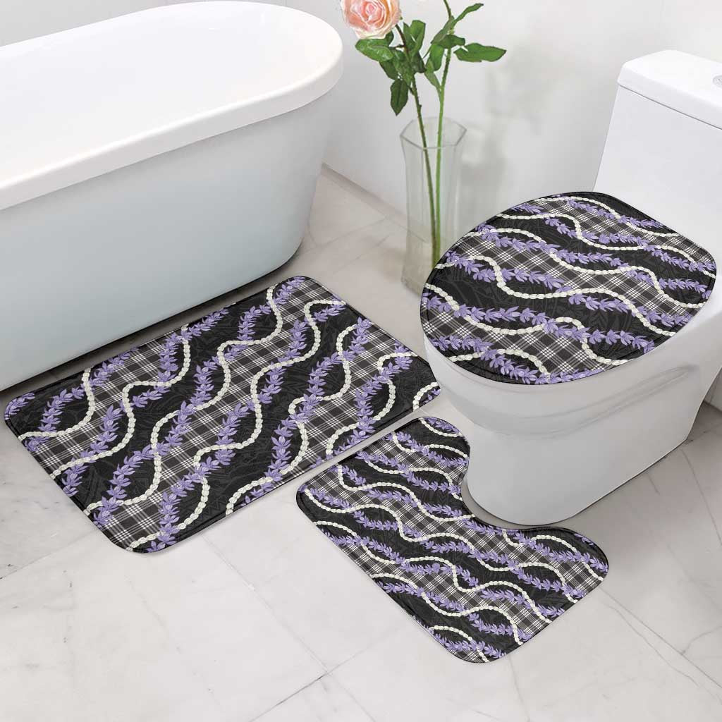 Black Hawaii Palaka Honohono Pikake Bathroom Set Hawaiian Orchid Lei Polynesian Pattern - Polynesian Pride