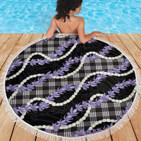 Black Hawaii Palaka Honohono Pikake Beach Blanket Hawaiian Orchid Lei Polynesian Pattern - Polynesian Pride