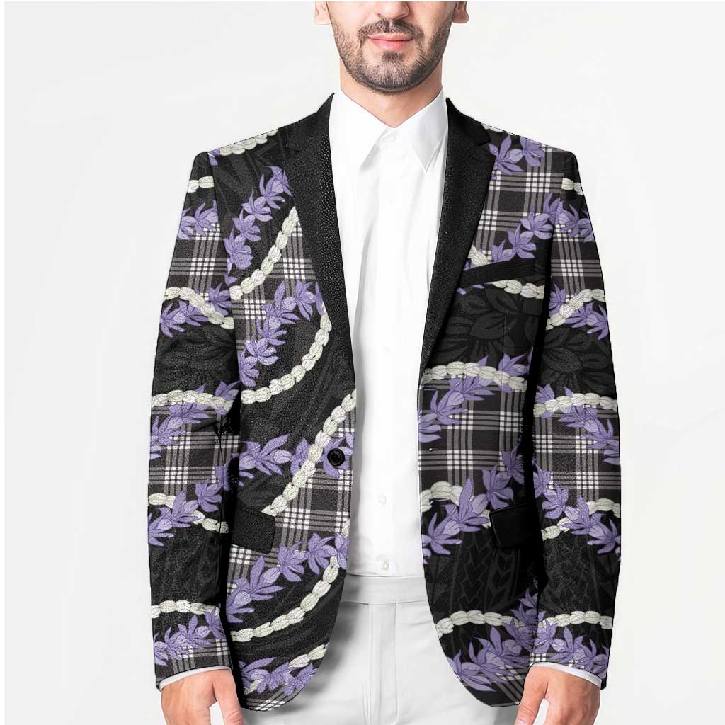 Black Hawaii Palaka Honohono Pikake Blazer Hawaiian Orchid Lei Polynesian Pattern - Polynesian Pride