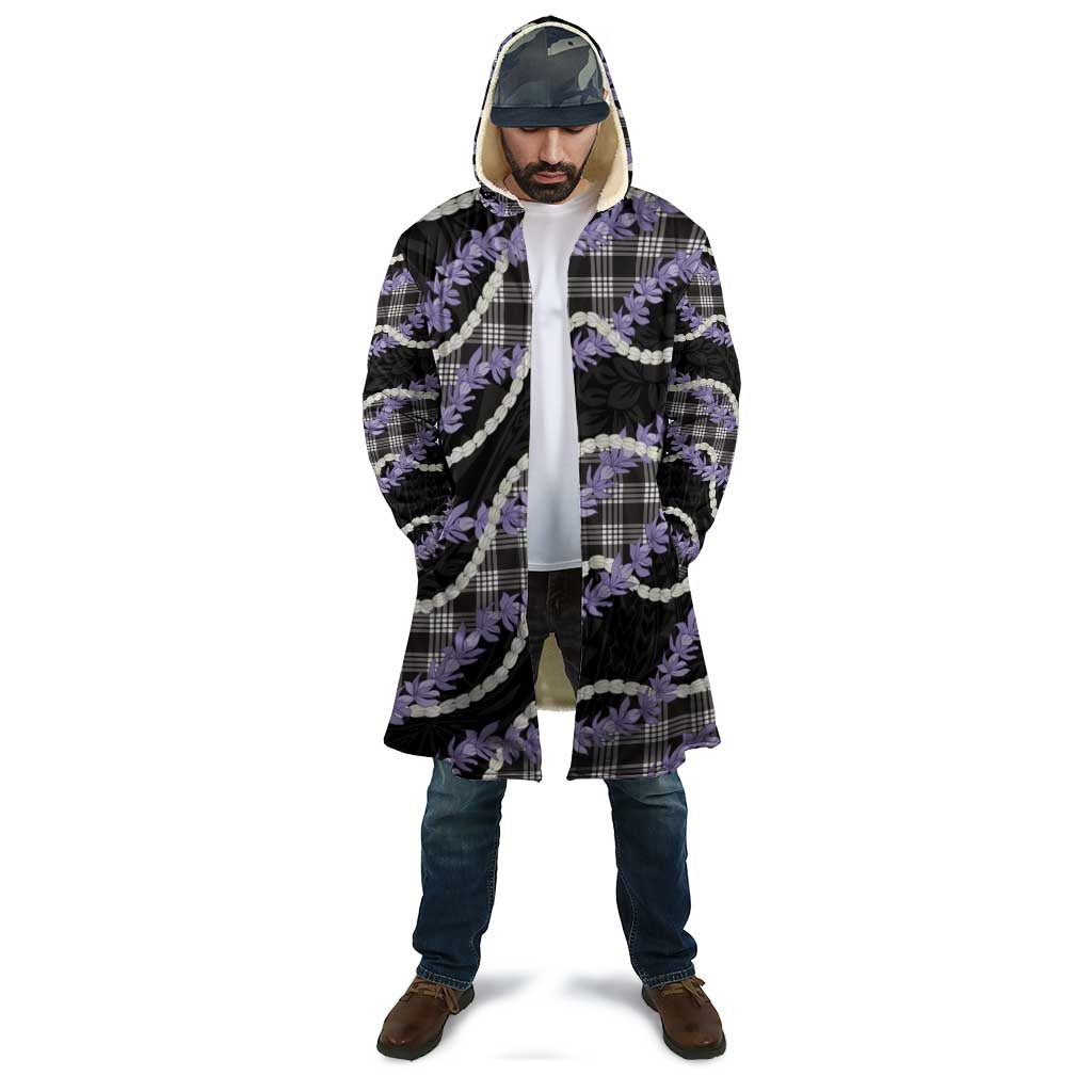 Black Hawaii Palaka Honohono Pikake Cloak Hawaiian Orchid Lei Polynesian Pattern - Polynesian Pride