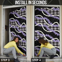 Black Hawaii Palaka Honohono Pikake Door Cover Hawaiian Orchid Lei Polynesian Pattern - Polynesian Pride