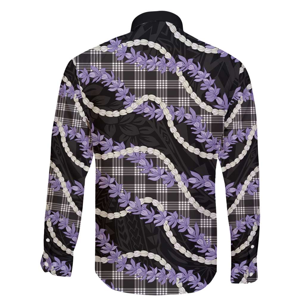 Black Hawaii Palaka Honohono Pikake Family Matching Off Shoulder Short Dress and Hawaiian Shirt Hawaiian Orchid Lei Polynesian Pattern - Polynesian Pride