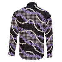 Black Hawaii Palaka Honohono Pikake Family Matching Short Sleeve Bodycon Dress and Hawaiian Shirt Hawaiian Orchid Lei Polynesian Pattern - Polynesian Pride