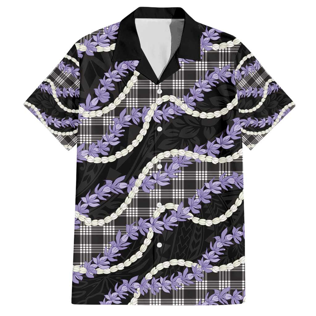 Black Hawaii Palaka Honohono Pikake Hawaiian Shirt Hawaiian Orchid Lei Polynesian Pattern - Polynesian Pride