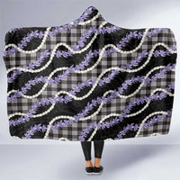 Black Hawaii Palaka Honohono Pikake Hooded Blanket Hawaiian Orchid Lei Polynesian Pattern - Polynesian Pride