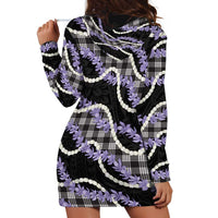 Black Hawaii Palaka Honohono Pikake Hoodie Dress Hawaiian Orchid Lei Polynesian Pattern - Polynesian Pride